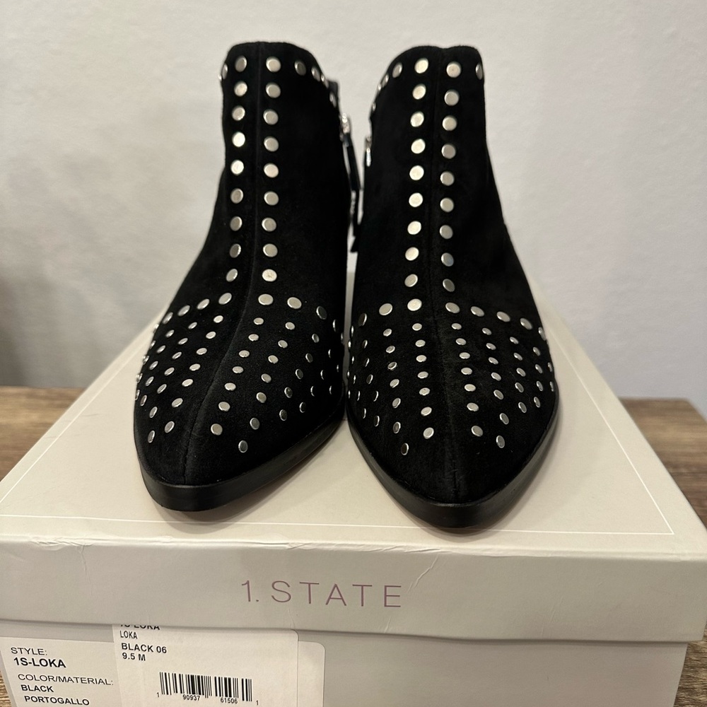 1. State Loka Suede Studded Booties in Black Portogallo Size 9.5 or 10 NIB - Picture 2 of 10